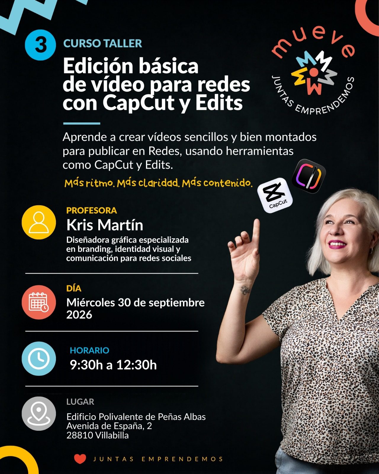 Formación para socias: Edición básica de vídeo para redes con CapCut y Edits